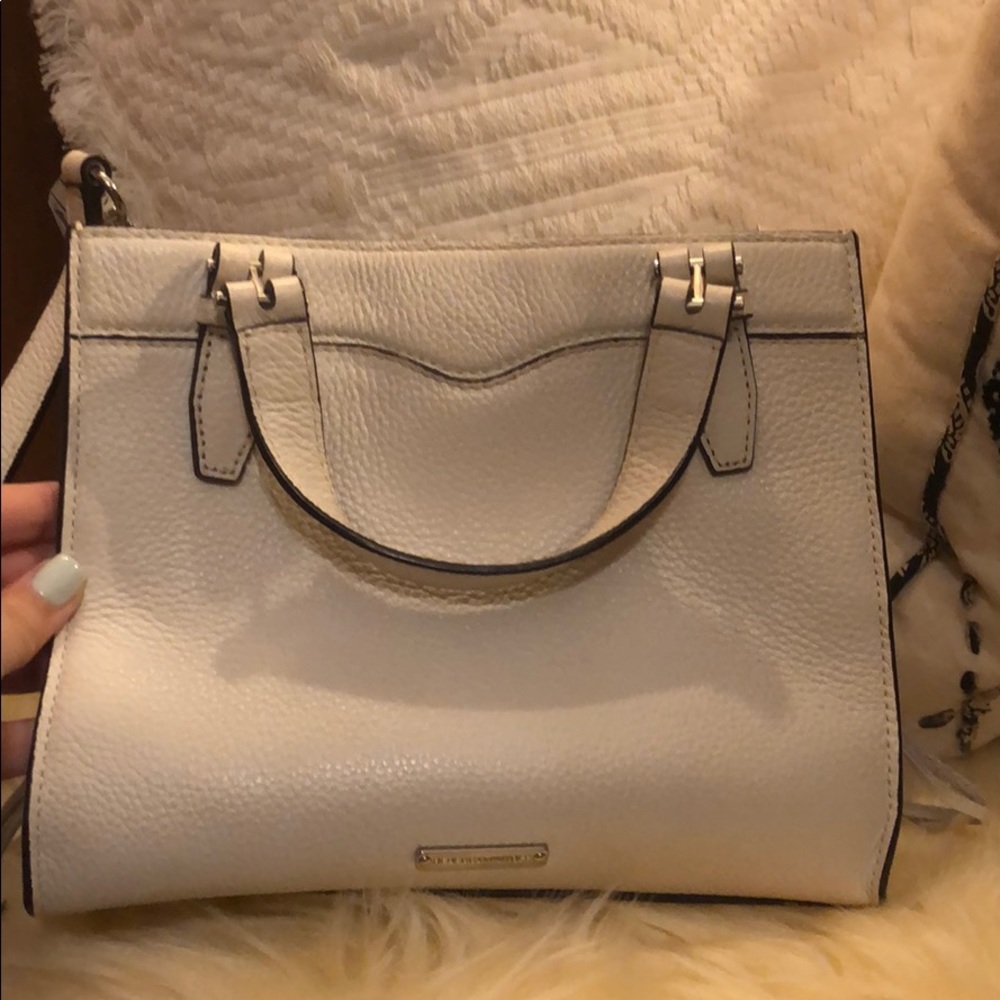 Rebecca Minkoff White Purse Studs Black Piping